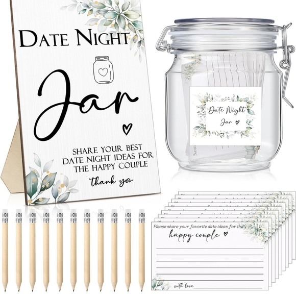114 pcs bridal shower games include date night jar wooden sign 100 cards (30) - Picture 1 of 7
